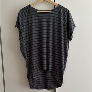 Icebreaker Striped Short Sleeve Top - Black/Gray cool lite S